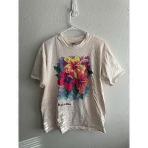 Vintage 90s Single Stitch Nature Floral T-Shirt Size L Mens